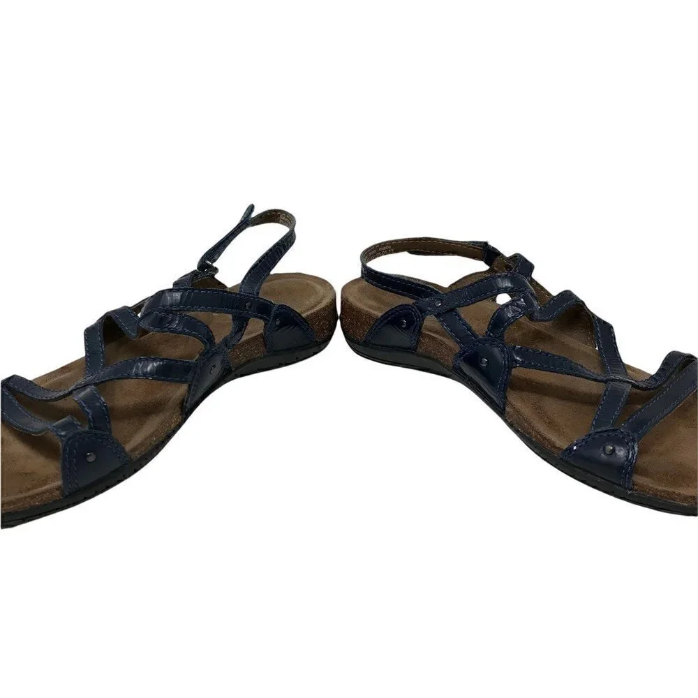 Dansko Womens Jovie Strappy Sandals Blue Slingback Hook Loop Leather 7 EUR 37